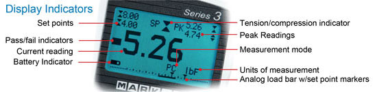 Mark-10 M3i Force/Torque Indicator Screen